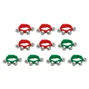 10 Pcs Wrist Bells, Jingle Bells Christmas Hand Bells with 4 Bell ,Green Red