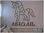 UNICORN w/ CHILD'S NAME PERSONALIZED 22" TALL LARGE WALL VINYL ART DECAL DECOR