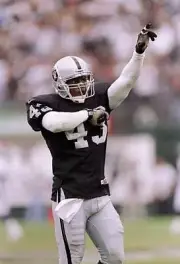 Lorenzo Lynch Oakland Raiders celebrates the Denver Broncos at the- Old Photo