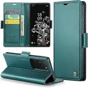 [Phernykas] for Samsung Galaxy S20 Ultra Wallet Case with Card Holder, Kickstand RFID Blocking Magnetic Closure Shockproof Protective PU Leather Case for Galaxy S20 Ultra Flip Case Wallet - Green