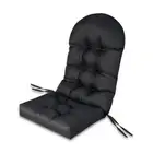 Patio Adirondack Chair Cushion with Fixing Straps and Seat Pad-Black - Color: Bl