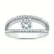 Sterling Silver Cubic Zirconia Split Bar Ring