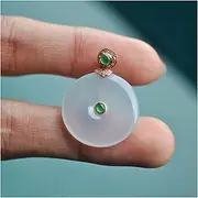 [KanDuo] Personality Jade Pendant Necklace Lucky Amulet, Original Hotian Jade Pendant Peace Buckle Gold Pendant Pendant Vintage Necklace(Gem Color:White)