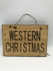 Rustic Western Christmas Ornament Handmade Wood Mini Small Sign