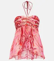 [Etro] Etro Halterneck silk-blend top AU 14 multicoloured