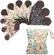 Teamoy 10Pcs Sanitary Pad, Reusable Washable Cloth Menstrual Pads/Panty Liners with Wet Bag, Super-Absorbent, Soft and Comfortable(3pcs×7.9''+4pcs×10''+3pcs×11.6'')