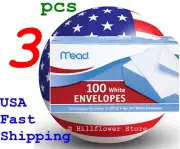 3 box Mead 75100 3 5/8 X 6.5 #6 100 piece/box white envelope with free trk#