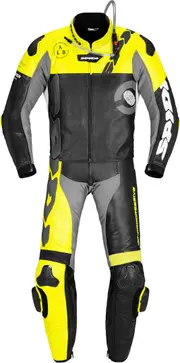 Spidi DP-Progressive Touring Two Piece Motorcycle Leather Suit, black-yellow, Size 52 for Men Black Yellow