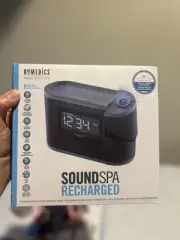HoMedics Recharged Alarm Clock & White Noise Sound Machine, Black New