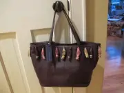 Rebecca Minkoff Plum/Dark Cherry Textured leather with Tassels Tote Bag NWT.