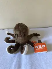 Wild Republic Octopus Sea Creature Critters Plush Stuffed Animal w Tag Brown