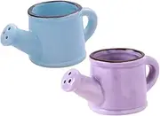 FONDOTIN 2pcs Mini Ceramic Flower Watering Pots Durable Outdoor Watering Can for Purple Blue for Succulents Bonsai