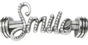 Brighton Color Clique Cord SMILE SCRIPT Crystal Silver Ornament RT $42-NWT