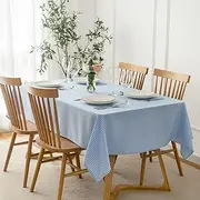 maxmill Checkered Rectangle Tablecloth for Dining Room Water Resistance Antiwrinkle Spillproof Heavy Weight Soft Gingham Plaid Kitchen Table Cloth for Holiday Dinner, 60 x 104 Inch Light Blue White