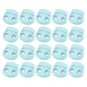 40Pcs 5mm Plastic Cord Locks Double Hole Spring Toggle Stopper, Lake Blue