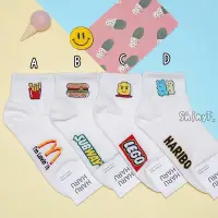 在飛比找蝦皮購物優惠-韓國襪子 LOGO 品牌 薯條 漢堡 LEGO 積木 軟糖熊