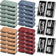 Lanties 24 Sets Manicure Set Bulk Professional Nail Care Kit Nail Clippers Kit 8 in 1 Stainless Steel Pedicure Set with Travel Case Portable Grooming Kits Gifts for Men Women Friends (Classic)
