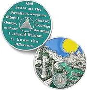 Sunlight 2 Year Sobriety Coin - Recovery Two Year AA Coins - Serenity Prayer NA AA Chips and Medallions - 1-65 Prime Living Clean Sober Token - Narcotics Alcoholics Anonymous Gifts for Men Women