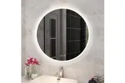 600mm Round 3 Color Lighting Acrylic LED Mirror Touch Sensor Switch Defogger Pad Wall Mounted - Lighting on the rim
