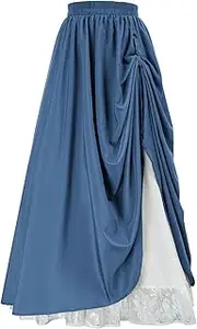 [Meow Meow Lace] Women's Vintage Maxi Long Skirt Double-Layer Victorian Renaissance Skirts