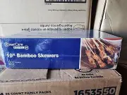 Royal Paper Products Round Skewer White Bamboo 10" L | 100/Pack 10 Pack/Box