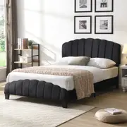 IHOMDEC Double Size Shell-Style Bed Frame Base Mattress Platform BEF04 Black