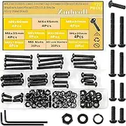 M6 Button Head Hex Socket Head Cap Bolts 122Pcs M6x16/20/25/30/35/40/45/50mm Fully Thread Machine Screws 10.9 Grade Alloy Steel Black Oxide Bolts Nuts Washer Assortment Kit