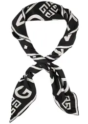 Givenchy Black and Yellow Logo-print Silk Scarf - Black And White One Size