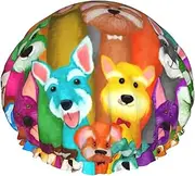 Oil Cute Schnauzer Dogs Print Shower Cap For Women Men Reusable Lightweight Soft Bath Hair Cap With Elastic Band