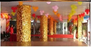 金布燙金布料包樹包柱子褶皺節日酒店舞臺裝飾布紅婚慶用品金色布