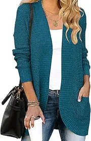 MEROKEETY Womens Long Sleeve Open Front Cardigans Chunky Knit Draped Sweaters Outwear