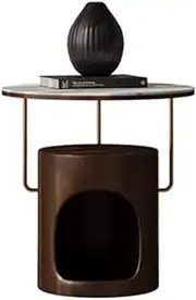 Side Table Round End Table, Side Table, Nightstand, Small Coffee Table, 2-Tier Accent Table Sofa Table for Small Space, Living Room, Bed Room, Balcony End Tables Living Room(Coffee)