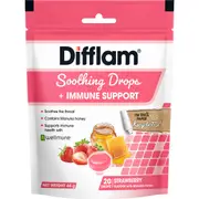 Difflam Soothing Drops + Immune Support Strawberry 20 pack