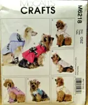 MCCALLS PATTERN 6218 DOG CLOTHES SIZES SMALL MEDIUM LARGE XLARGE NEW UNCUT