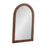 Rahfy Boho Arched Rattan Mirror, 20 x 30, Brown, Decorative Arch Wall Mirror