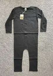 Gray Label Organic Kids Clothing One Piece Play Suit Long Sleeve Black 5-6y