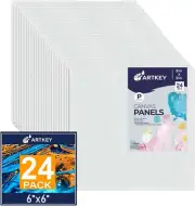 Canvas Panels 6X6 Inch 24-Pack, 10 Oz Primed 100% Cotton White Blank Small Canva