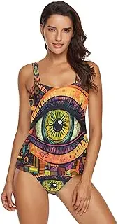 [Joisal] Astronaut Space Purple Womens Swimsuit Tankini, Tankini Top with Bikini Bottom Womens Two Piece Swimsuit