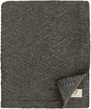 Linen & Cotton Arianna Lightweight Knitted Wool Blanket - 100% Pure New Zealand Wool, Grey Anthracite (120 x 180 cm) Blanket Cuddly Blanket Knitted Sofa Blanket Plaid New Wool Couch Sofa