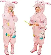 [JinBei] Raincoat Kids Girls Waterproof Siamese Rain Poncho Hooded 3D Cartoon Against Wind and Rain Outdoor Breathable Eco-Friendly Reflective Coat Clothes 1-8 Years