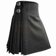 Scottish Handmade Traditional 100% Dark Gray Wool kilt Custom Size kilts For Men