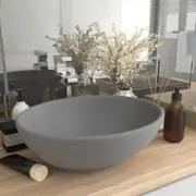Luxury Basin Oval-shaped Matt Light Grey 40x33 cm Ceramic