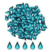 200PCS Flat Back Acrylic Teardrop Gems 6x10mm Artificial Rhinestones Lake Blue