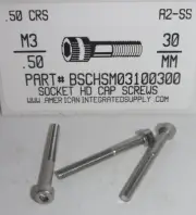 M3-.50X30MM SOCKET HEAD CAP SCREWS A2 STAINLESS STEEL (25)