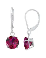 MaxColor 10K 1.90 ct. tw. Lab-Grown Ruby Dangle Earrings