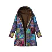Nevenka Womens Winter Printed Fleece Jacket Casual Sherpa Lined Fuzzy Jacket-FlowerBlue