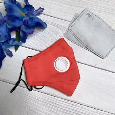 PM 2.5 Washable Reusable Face Mask Mouth Mask With Valve Adult + 2 Filters