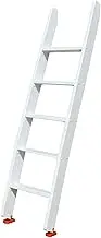 White Bunk Bed Ladder 5 Step Bunk Bed Ladder for Heavy People, Wooden Loft Bed Ladder with Hook Brackets and Non-Slip Feet