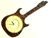 Antique vintage Wooden Guitar Shape Clock Home Decor Hanging Wall Clock Gift