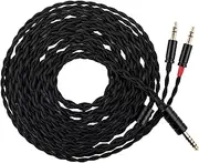 Linsoul Tripowin Nova Monitor Headphone Cable, Over-Ear Headphone Wire, 4-Strand Silver Foil/OCC Hybrid Upgrade Cable, 2M, Dual 3.5mm to 4.4mm/3.5mm/XLR Plug, for Audiophiles (4.4mm, Black)